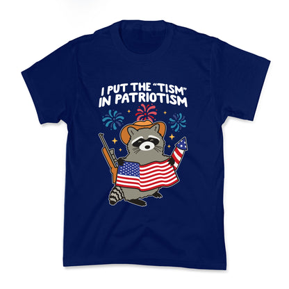 Tism In Patriotism Racoon Kids Tee