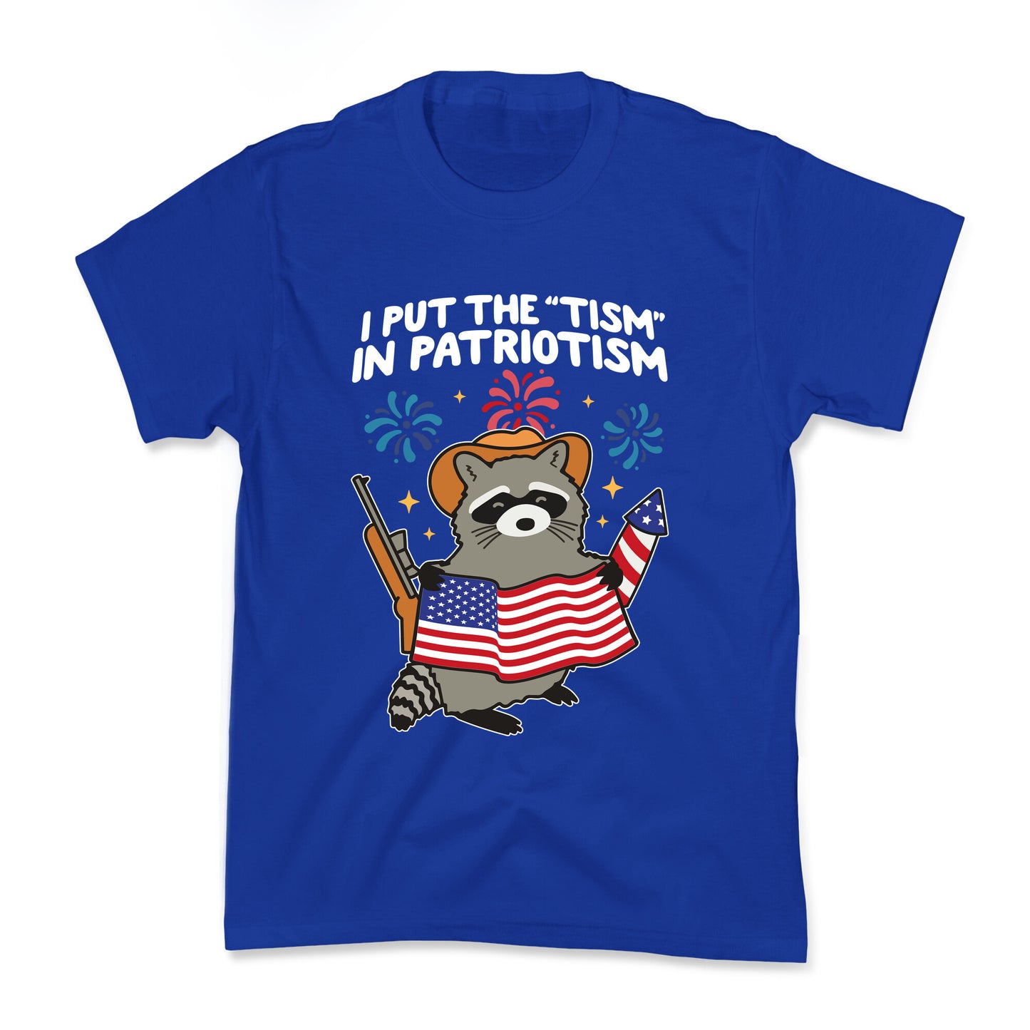 Tism In Patriotism Racoon Kids Tee