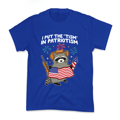 Tism In Patriotism Racoon Kids Tee