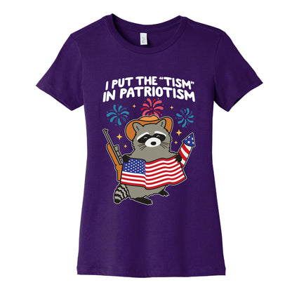 Tism In Patriotism Racoon Womens Cotton Tee