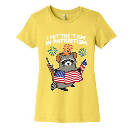 Tism In Patriotism Racoon Womens Cotton Tee