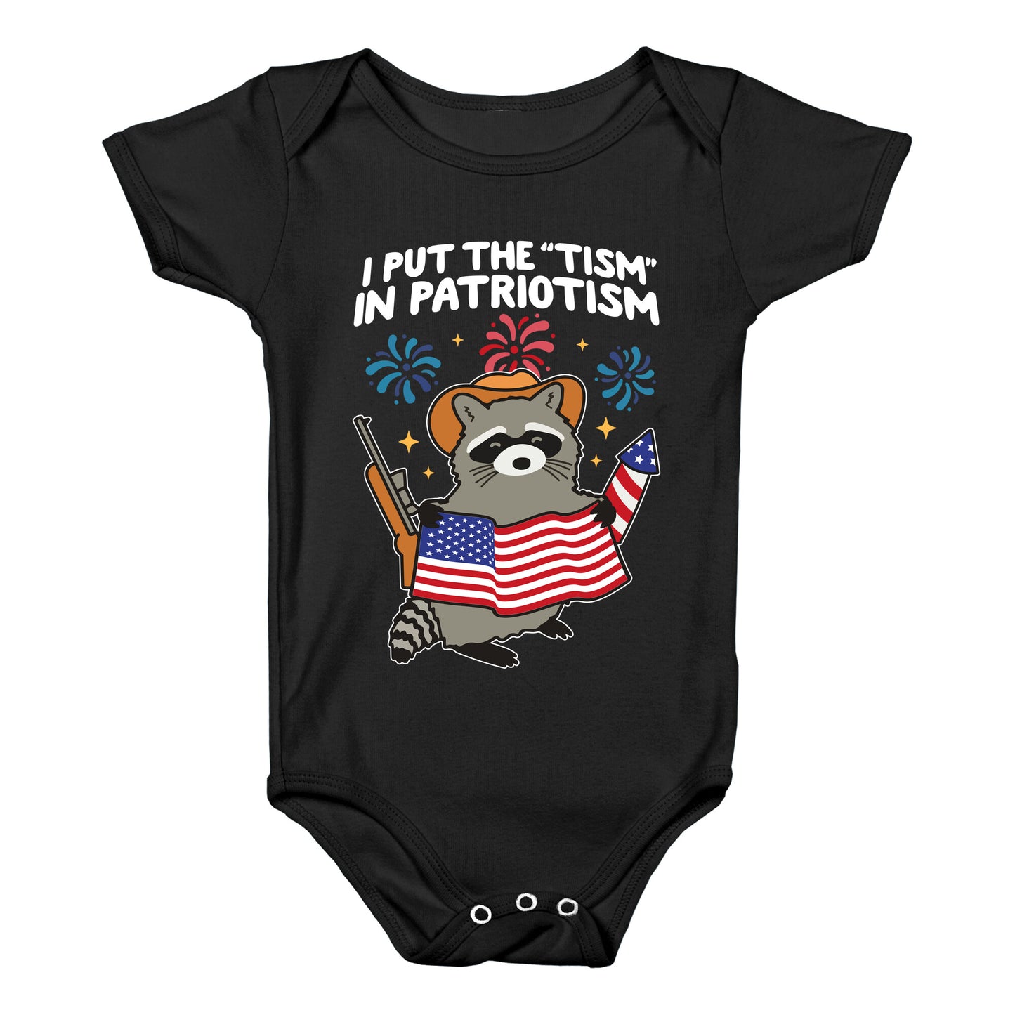 Tism In Patriotism Racoon Baby One-Piece