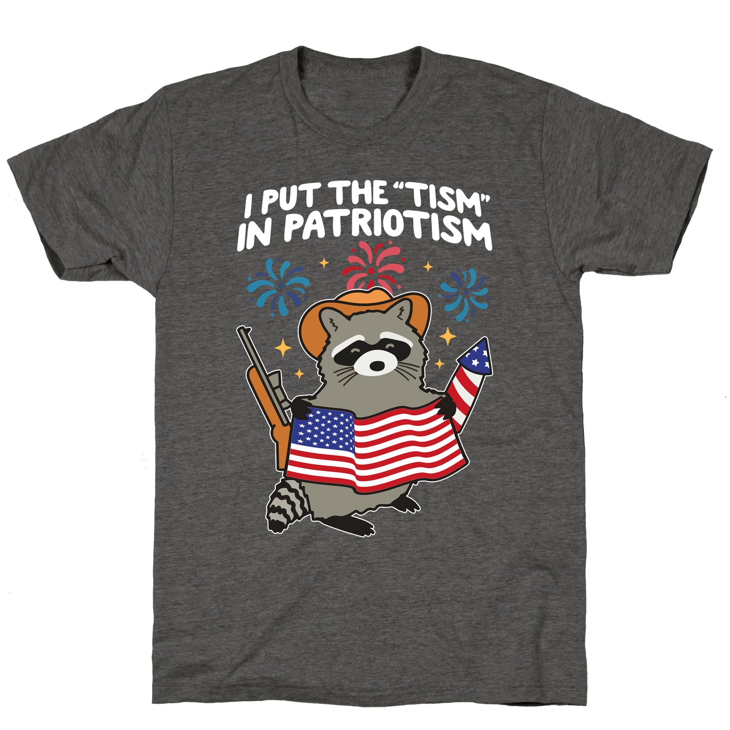 Tism In Patriotism Racoon Unisex Triblend Tee