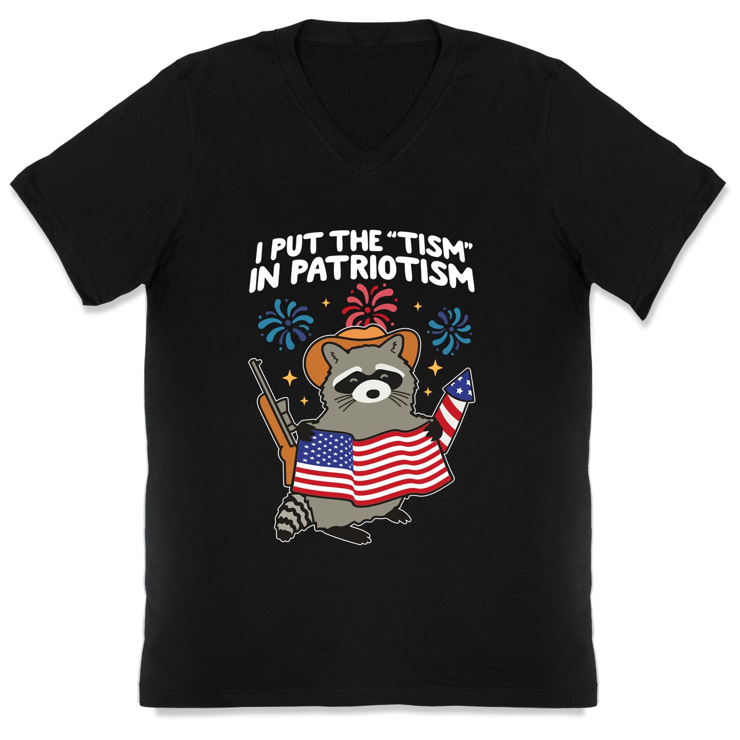Tism In Patriotism Racoon V-Neck