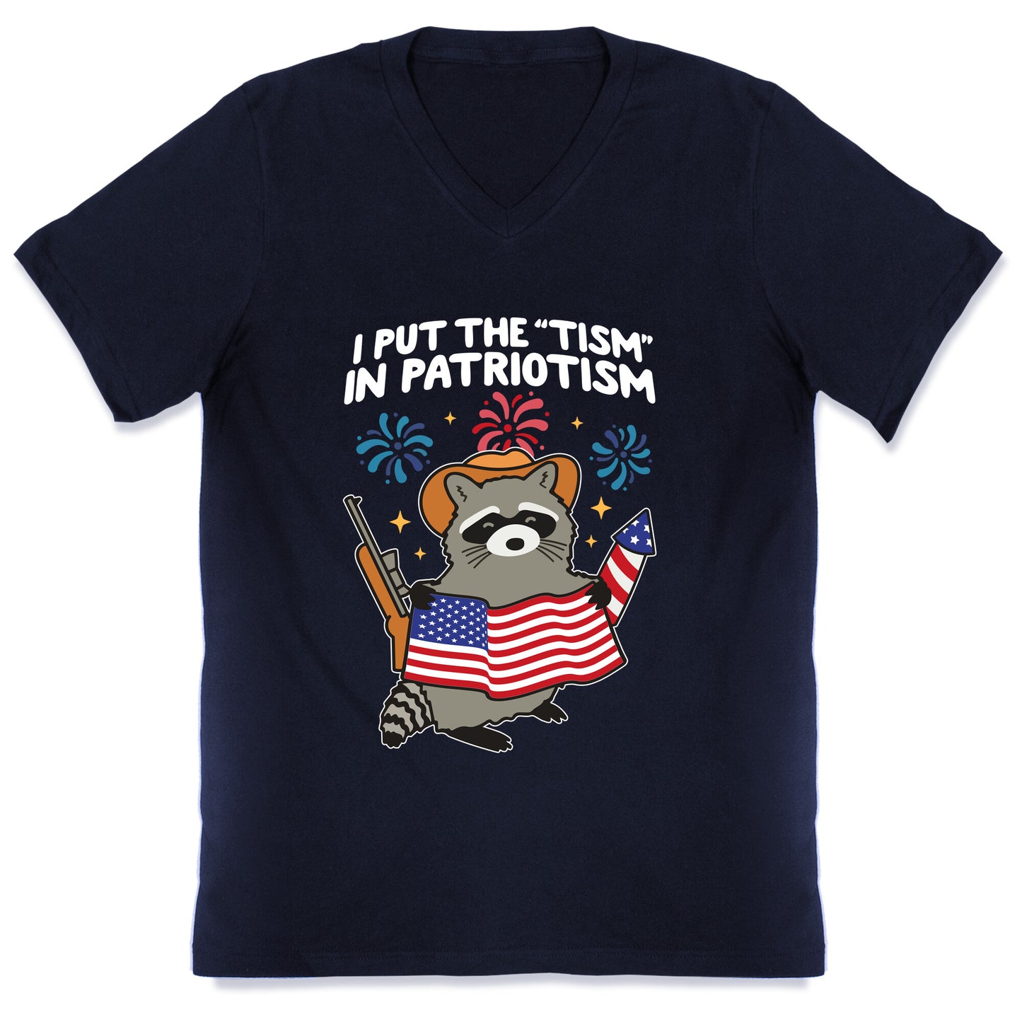 Tism In Patriotism Racoon V-Neck