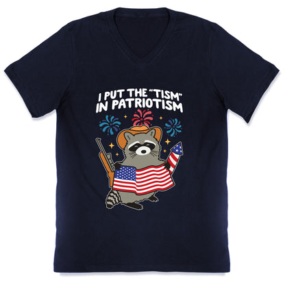 Tism In Patriotism Racoon V-Neck