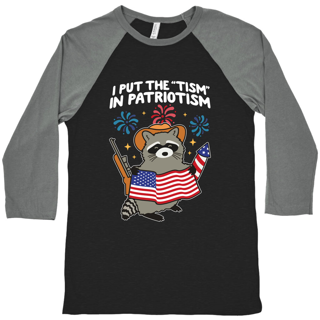 Tism In Patriotism Racoon Baseball Tee