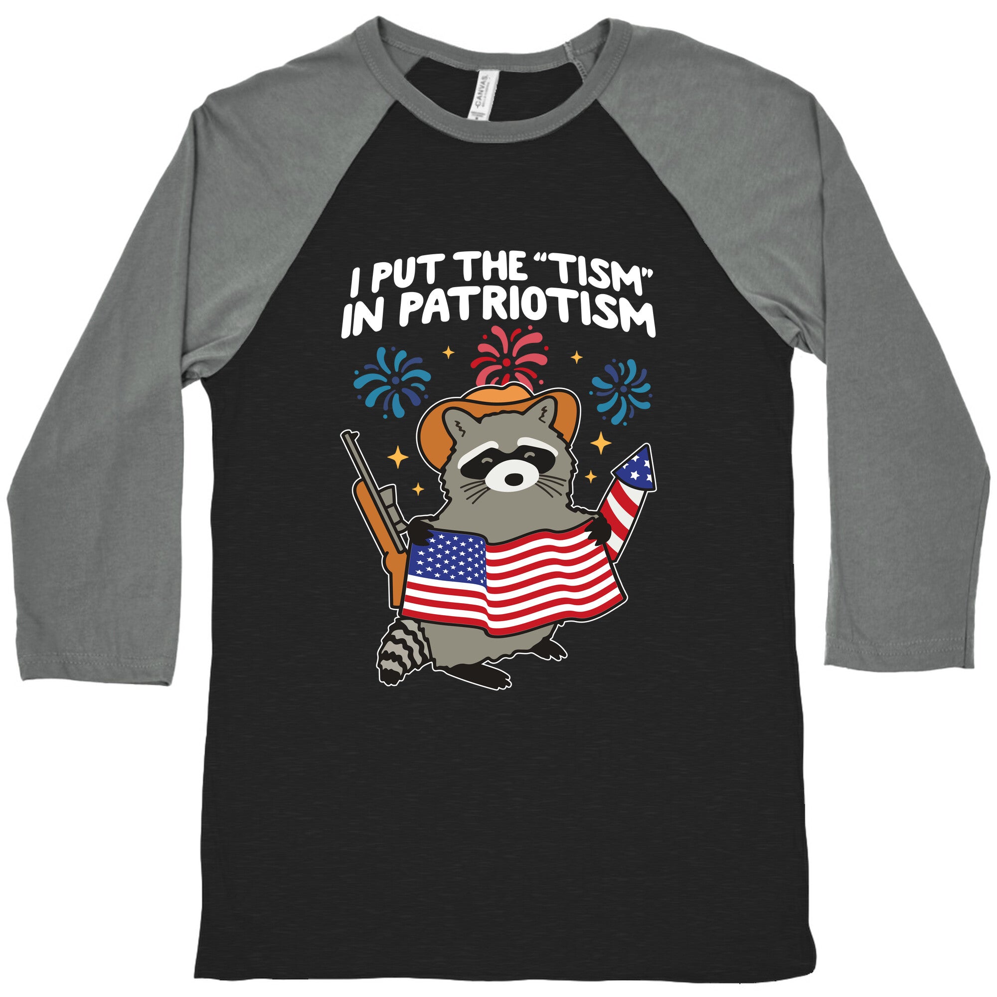 Tism In Patriotism Racoon Baseball Tee