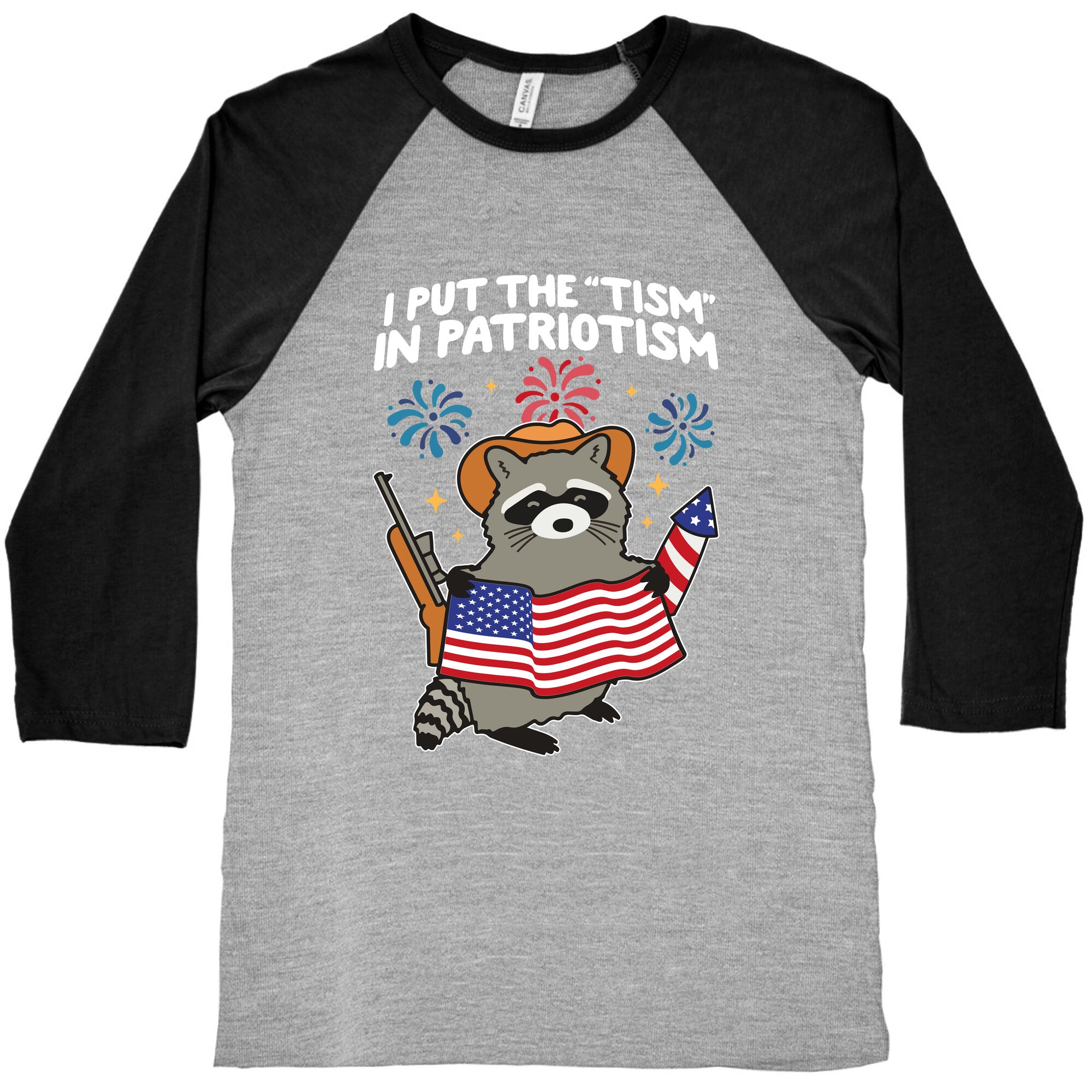 Tism In Patriotism Racoon Baseball Tee
