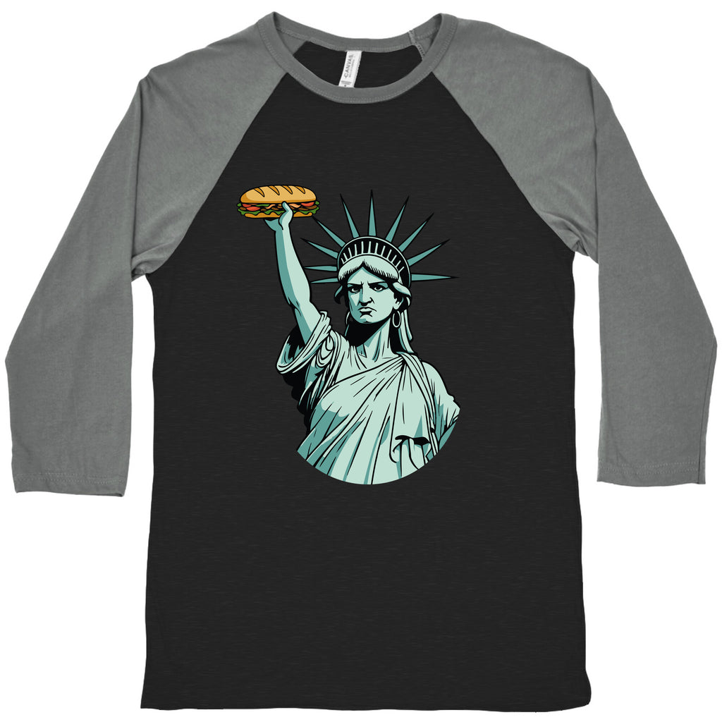 Statue of Liberty Sandwich Guy DC Baseball Tee