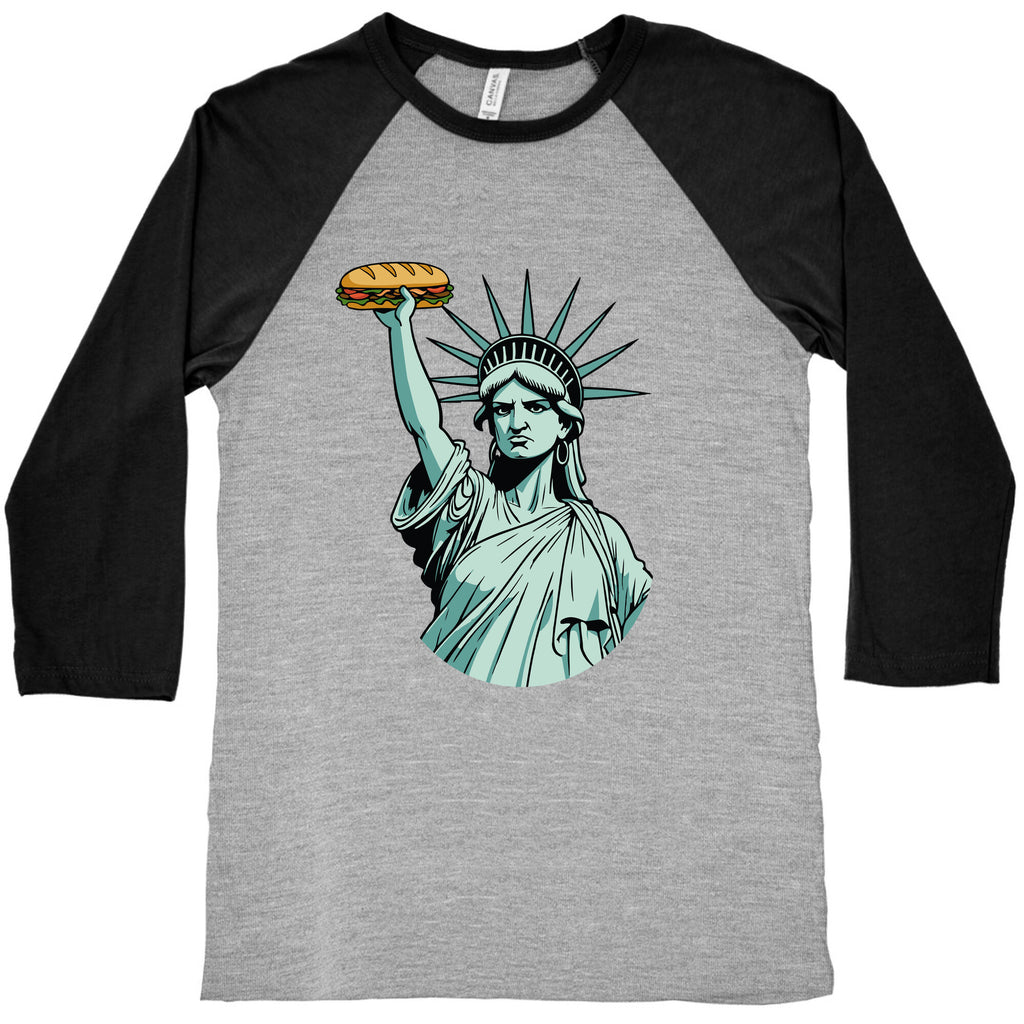 Statue of Liberty Sandwich Guy DC Baseball Tee