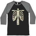 Skeleton Rib Cage Halloween Costume Baseball Tee