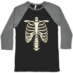 Skeleton Rib Cage Halloween Costume Baseball Tee