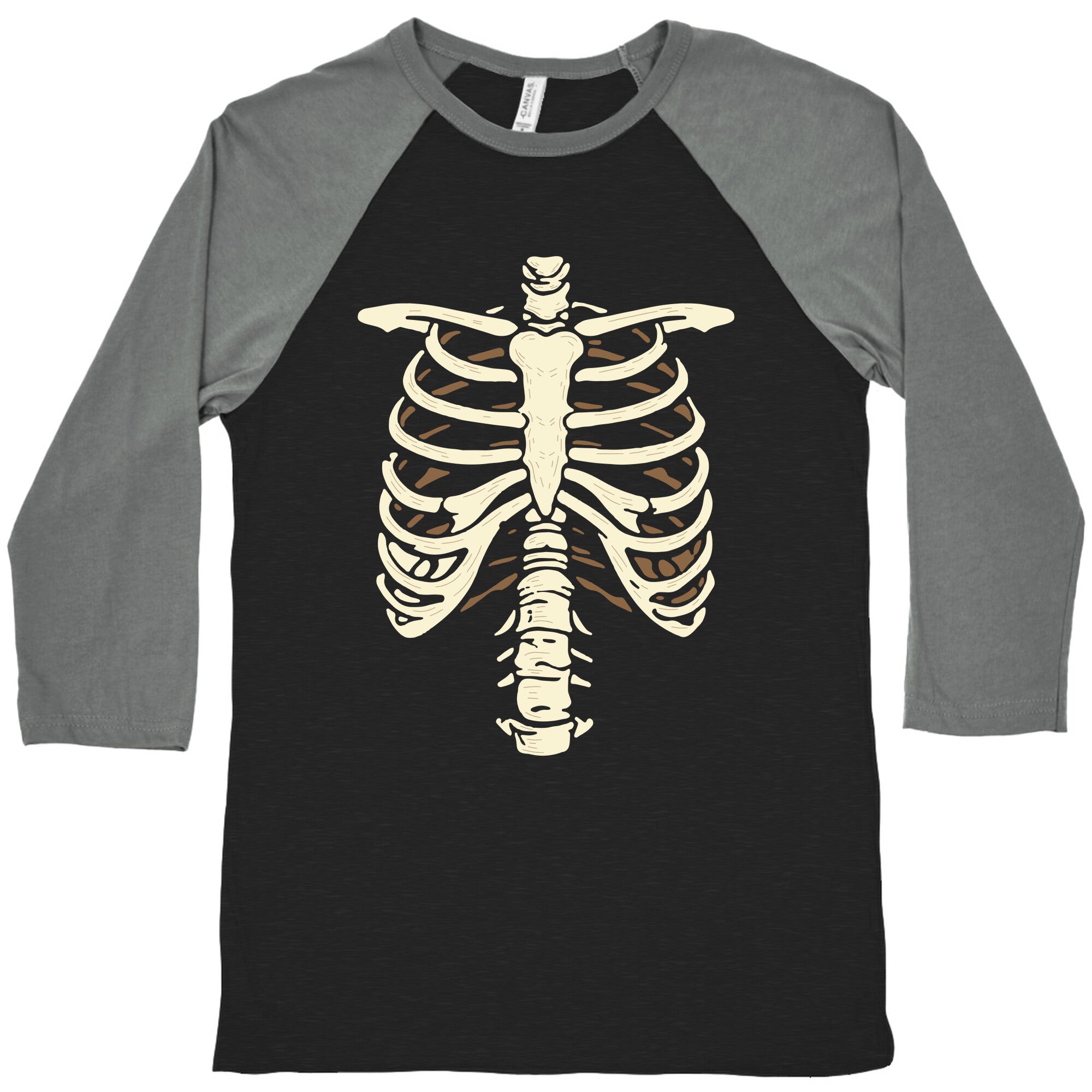 Skeleton Rib Cage Halloween Costume Baseball Tee