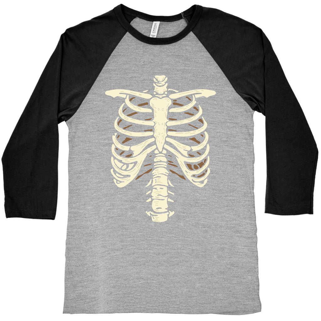 Skeleton Rib Cage Halloween Costume Baseball Tee