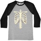 Skeleton Rib Cage Halloween Costume Baseball Tee
