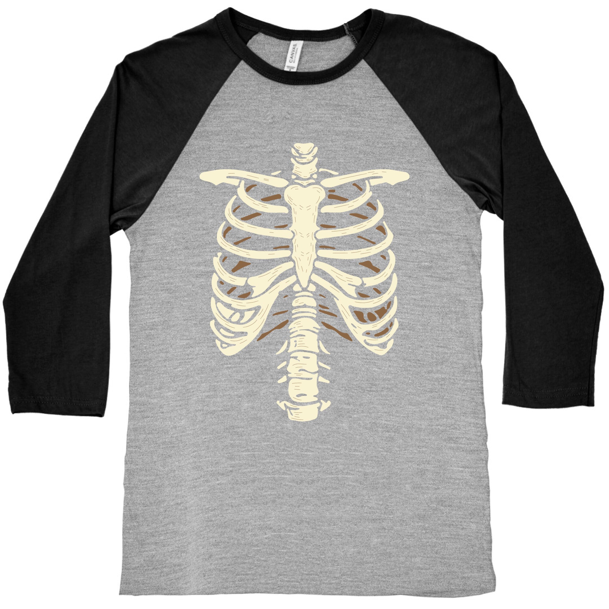 Skeleton Rib Cage Halloween Costume Baseball Tee