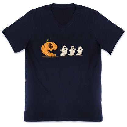 Halloween Pumpkin Ghost Game V-Neck