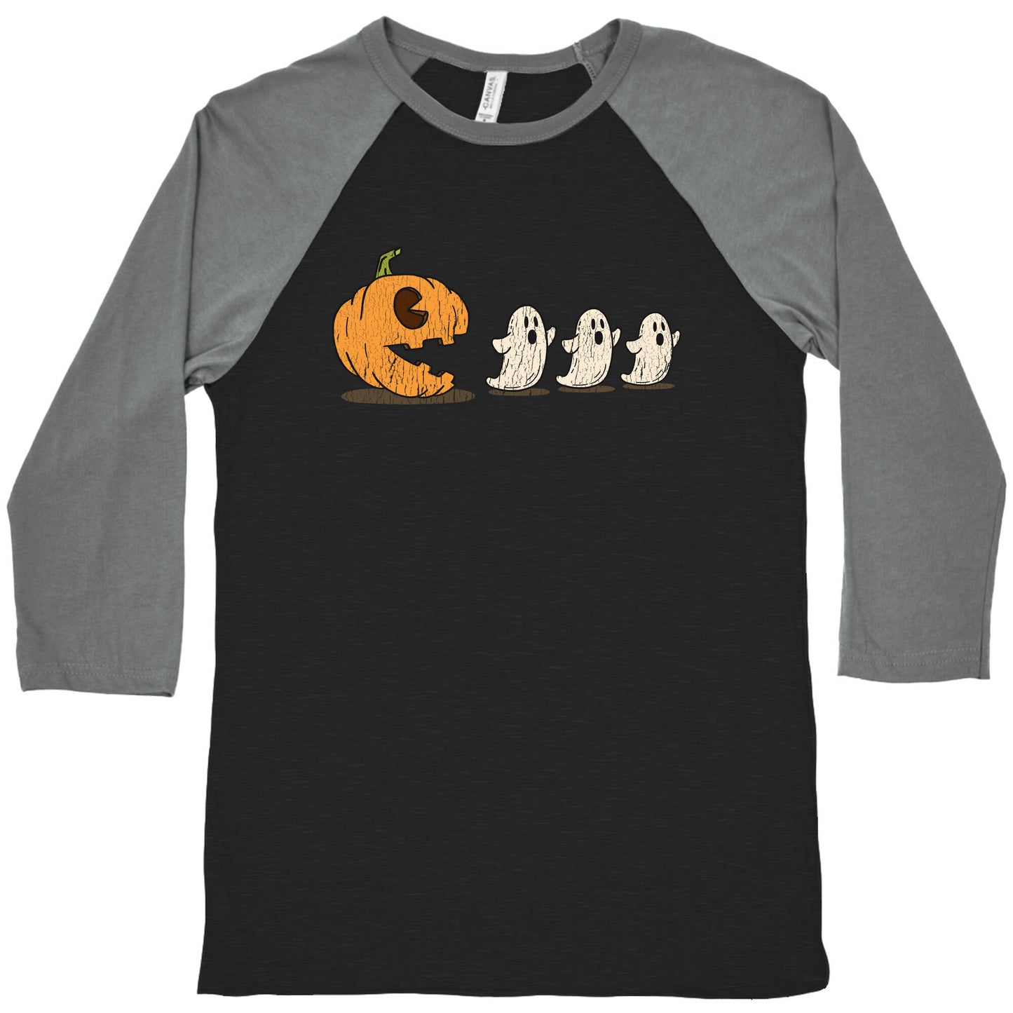 Halloween Pumpkin Ghost Game Baseball Tee