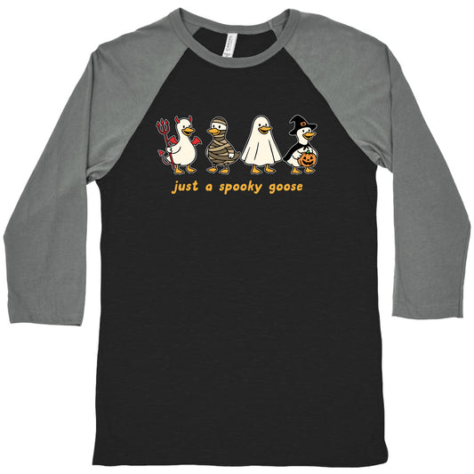 Halloween Just A Spooky Goose Baseball Tee