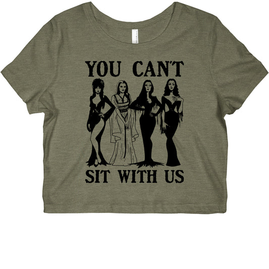 Halloween You Cant Sit With Us Womens Slim Fit Crop Top Tee