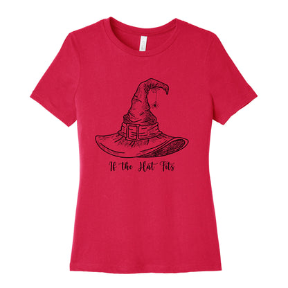 If the Hat Fits Halloween Witch Womens Relaxed Fit Cotton Tee