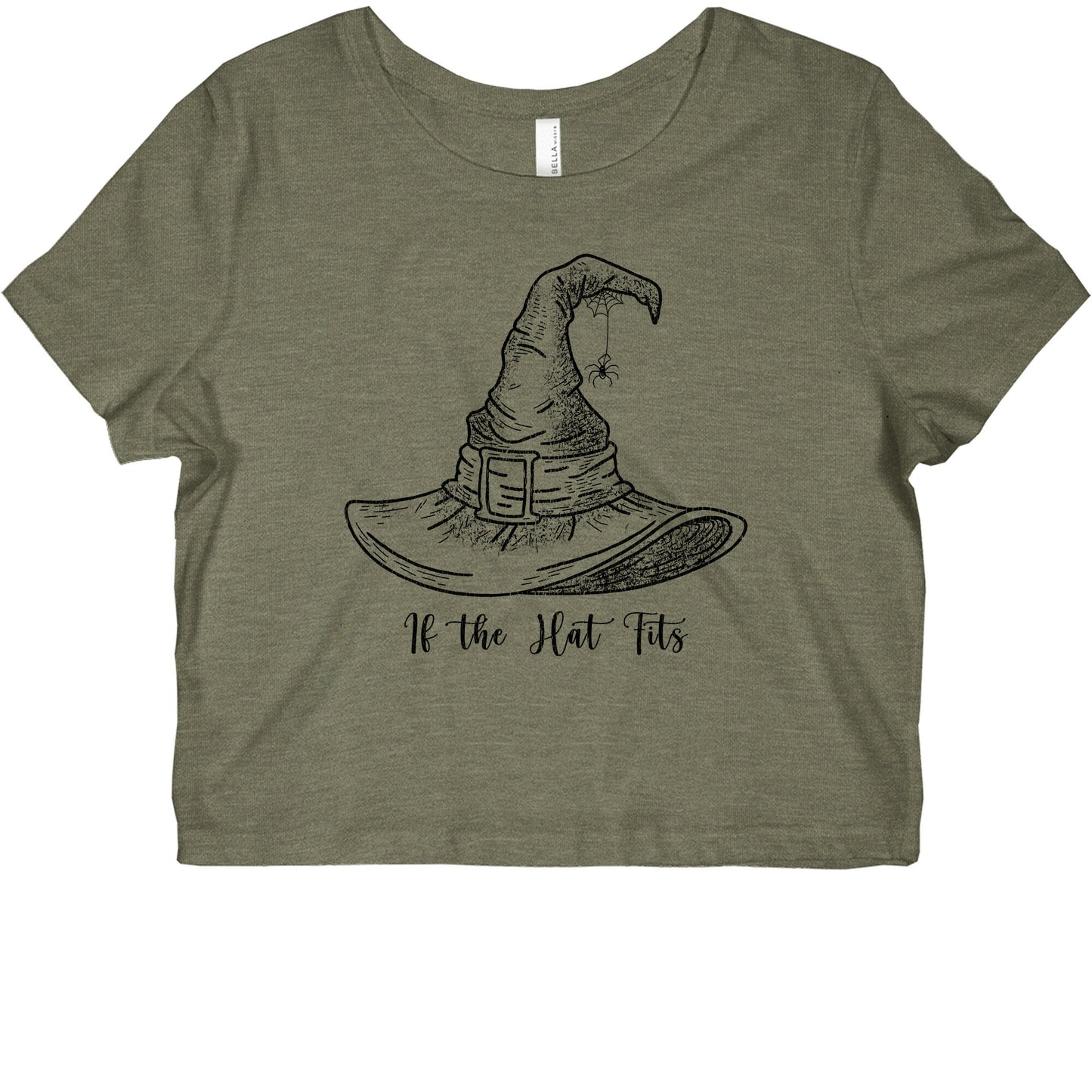 If the Hat Fits Halloween Witch Womens Slim Fit Crop Top Tee