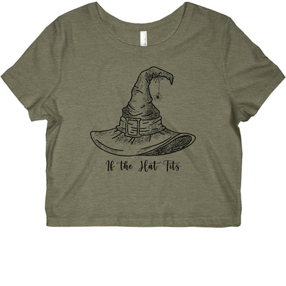 If the Hat Fits Halloween Witch Womens Slim Fit Crop Top Tee