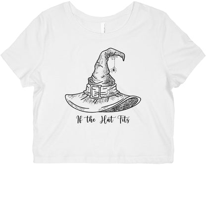 If the Hat Fits Halloween Witch Womens Slim Fit Crop Top Tee