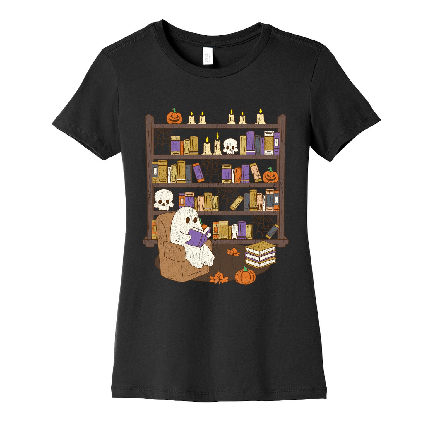 Retro Ghost Library Womens Cotton Tee