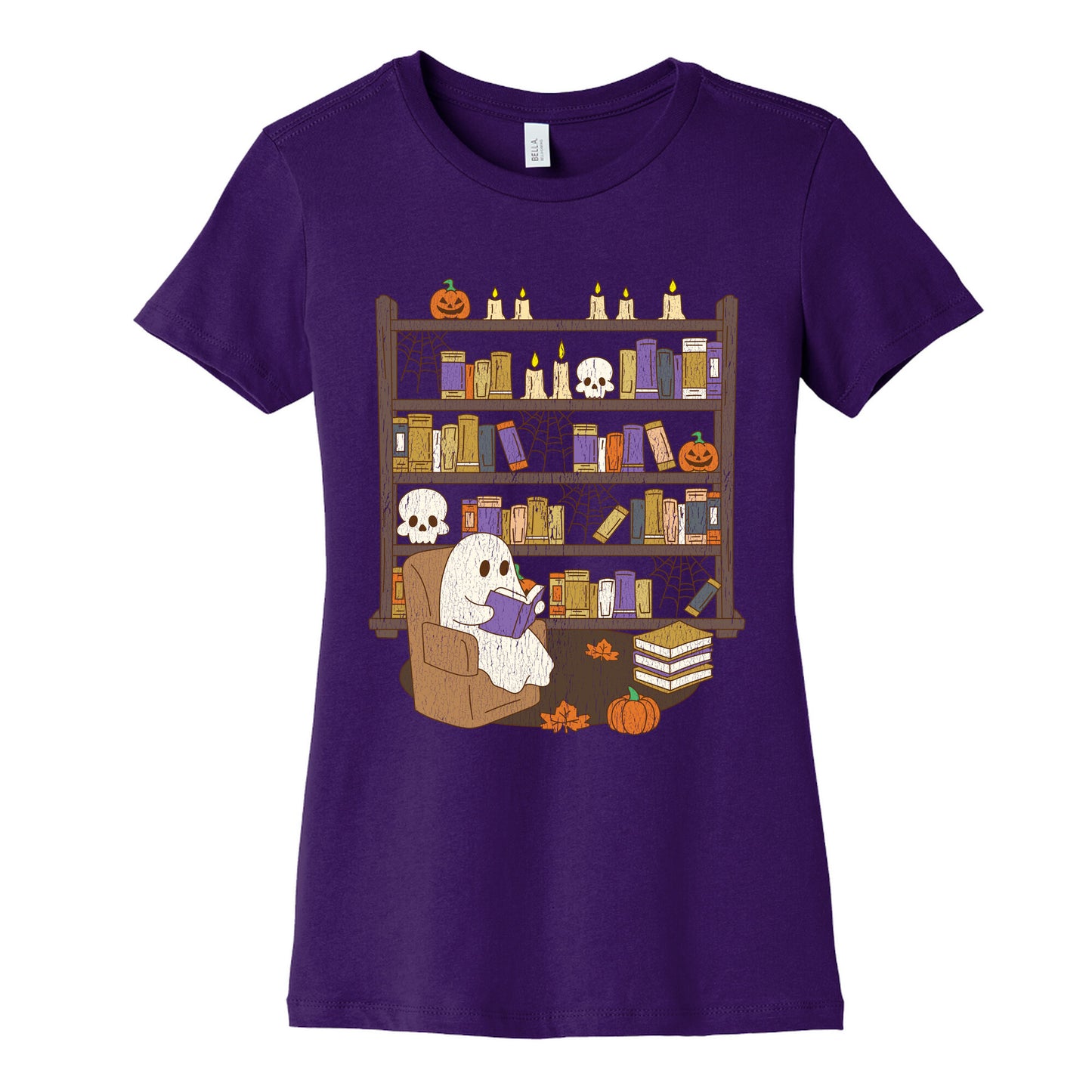 Retro Ghost Library Womens Cotton Tee