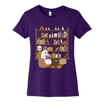 Retro Ghost Library Womens Cotton Tee