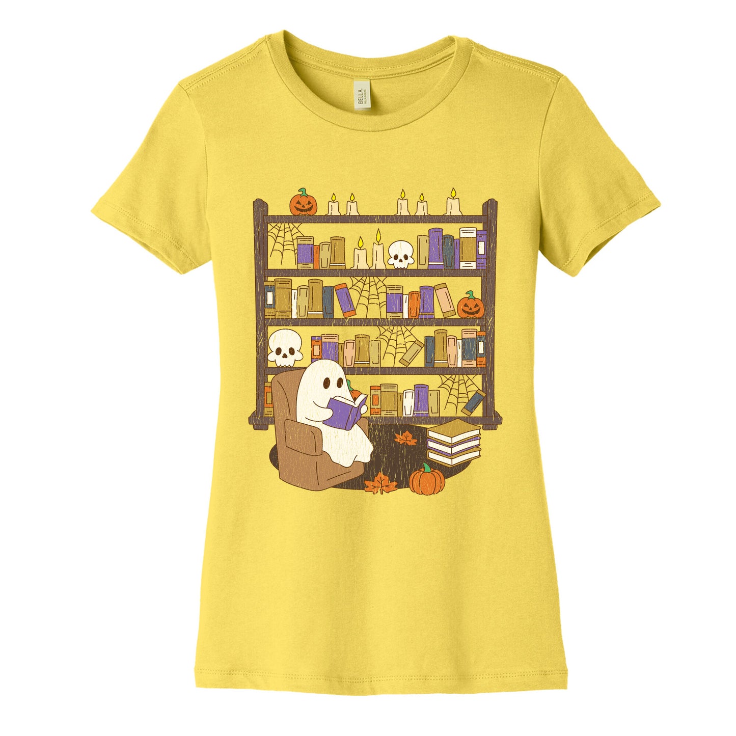 Retro Ghost Library Womens Cotton Tee