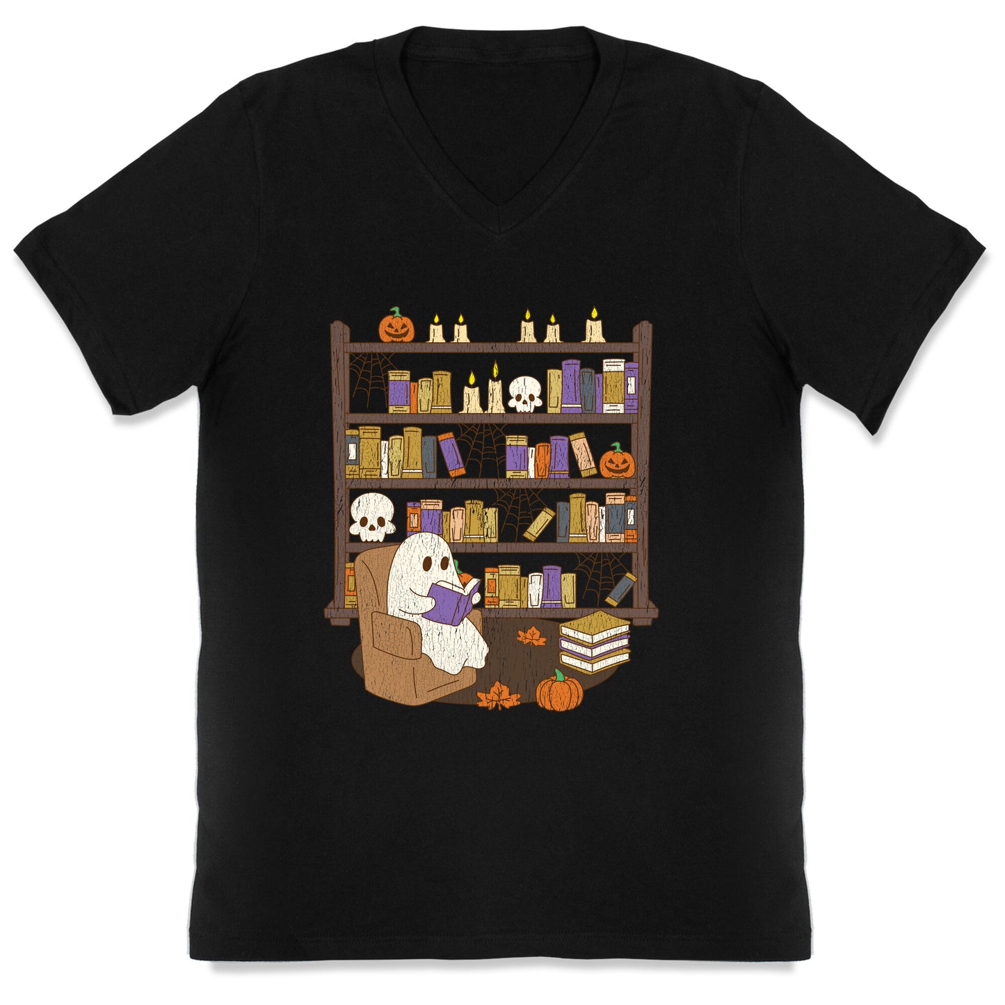 Retro Ghost Library V-Neck