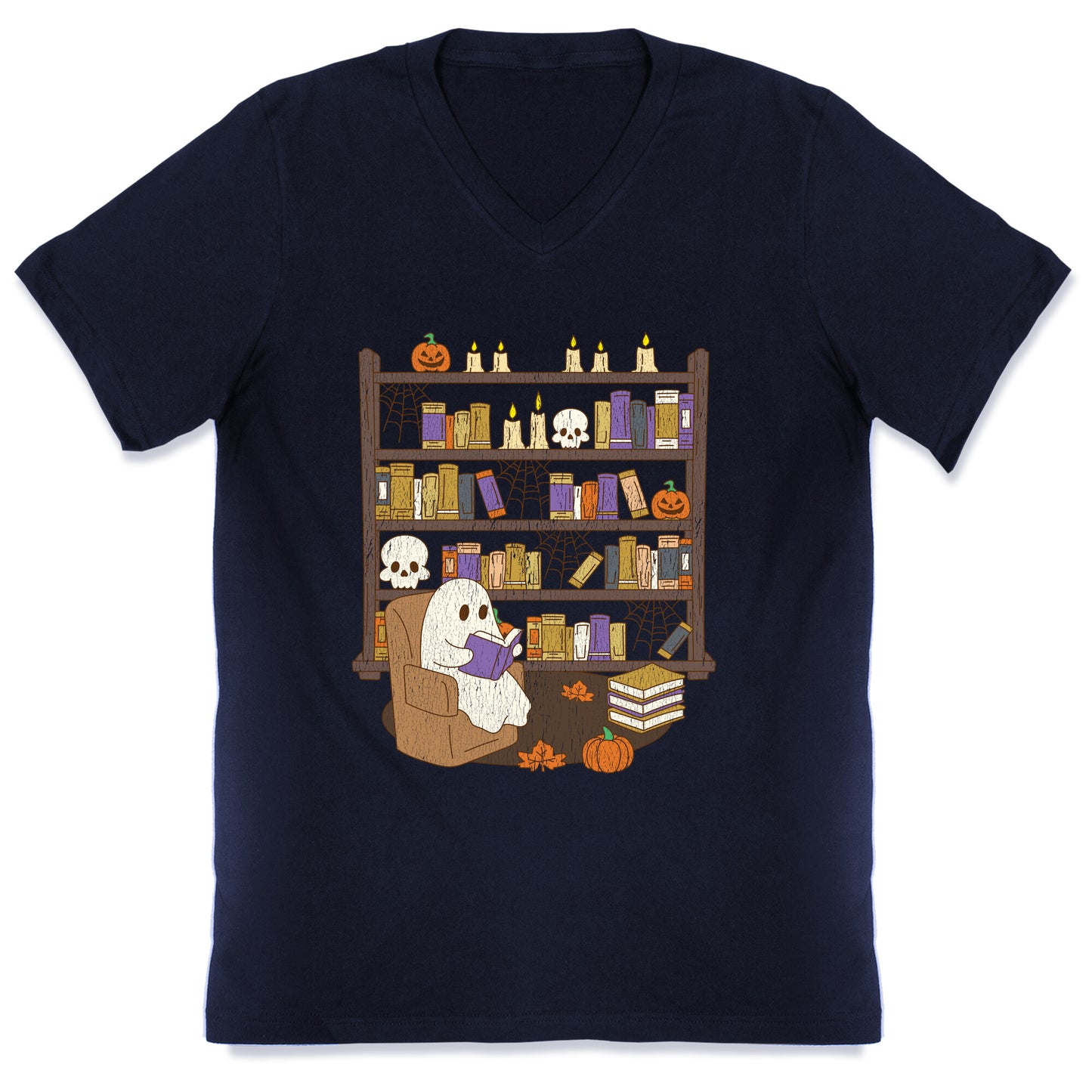 Retro Ghost Library V-Neck