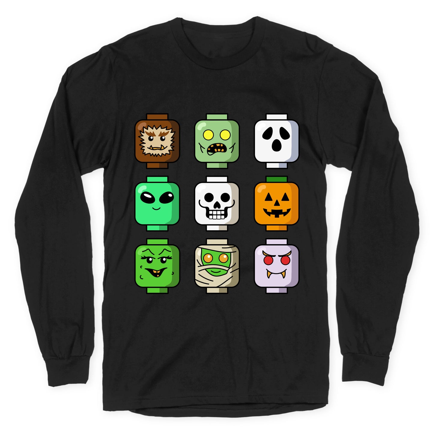 Halloween Zombie Block Heads Longsleeve Tee