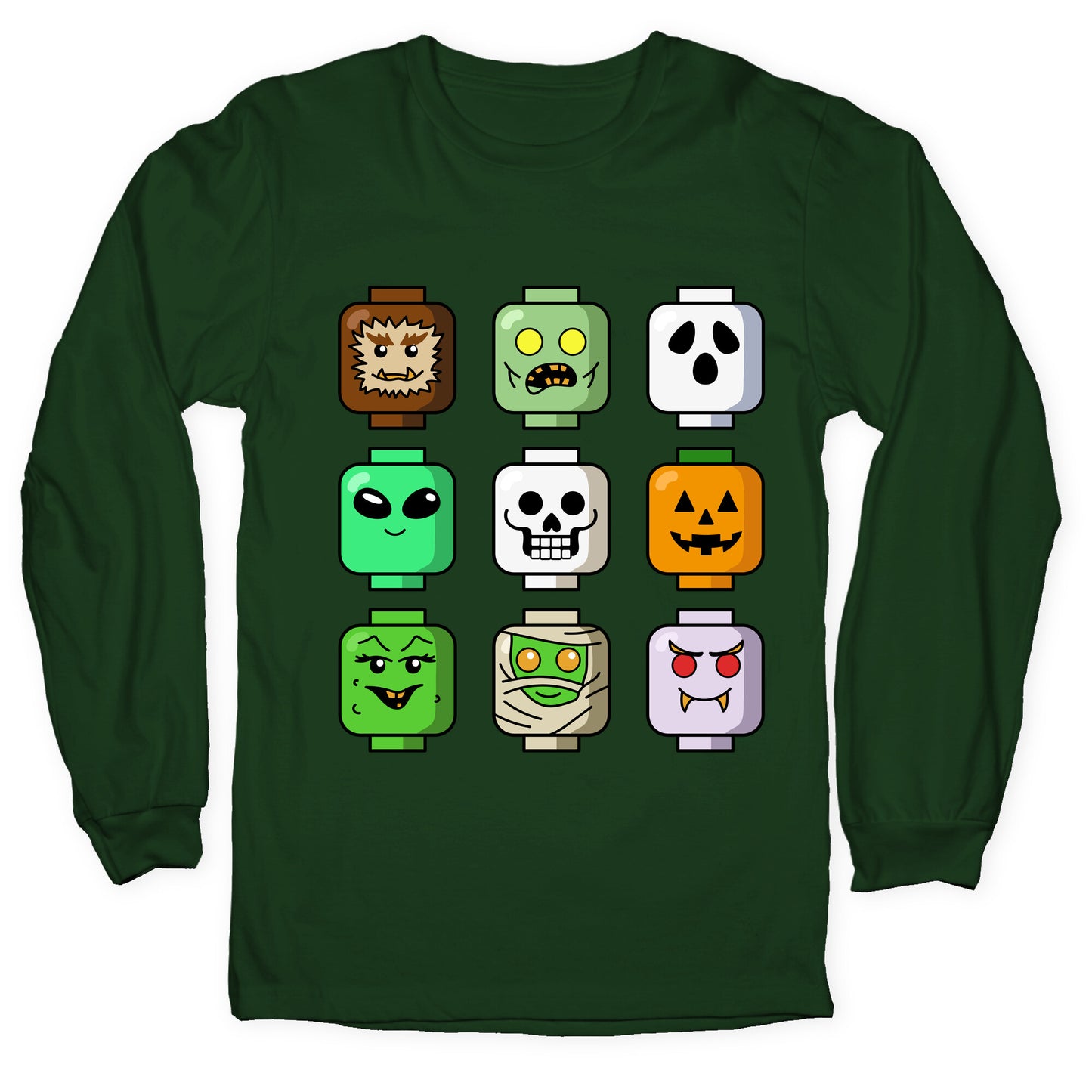 Halloween Zombie Block Heads Longsleeve Tee