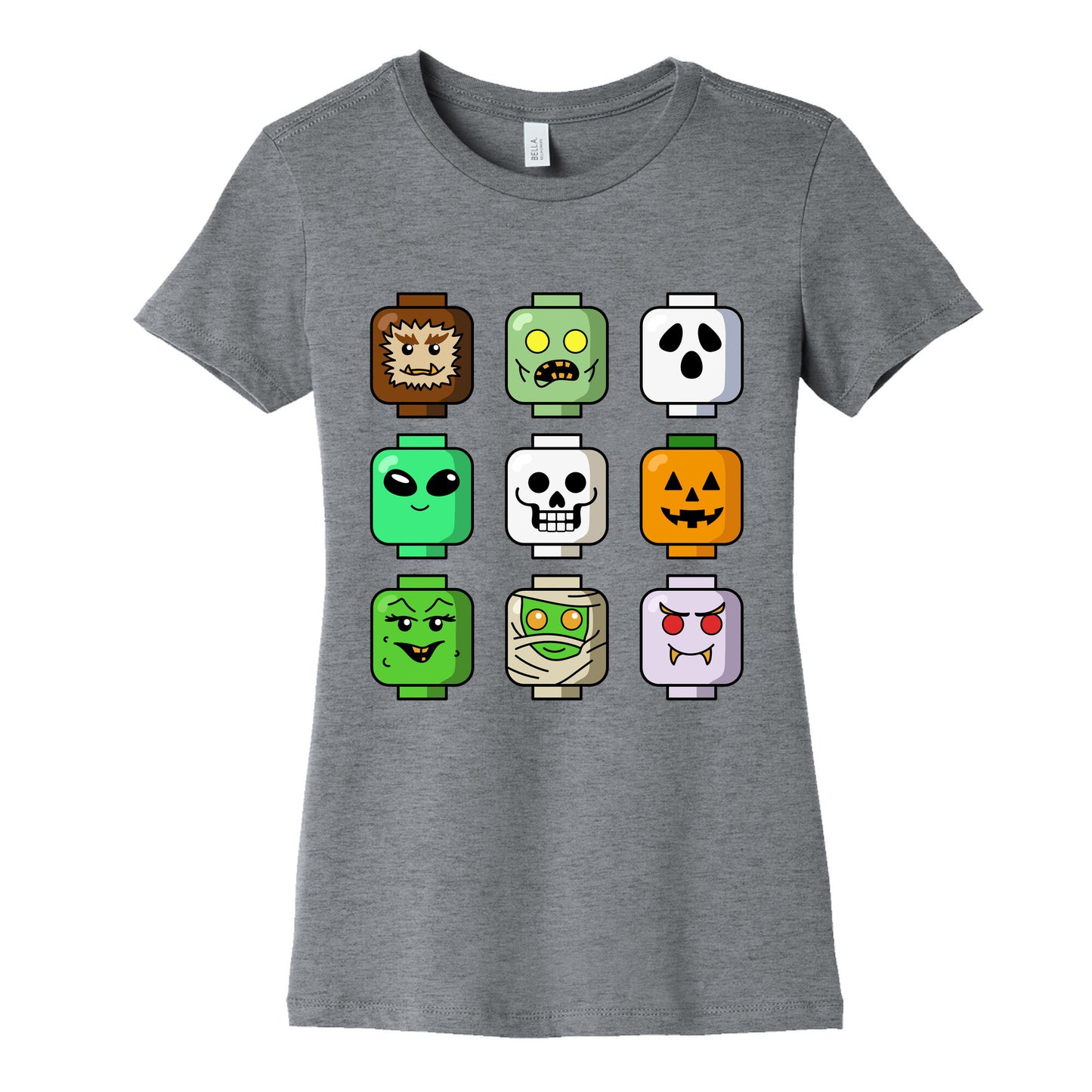 Halloween Zombie Block Heads Womens Cotton Tee