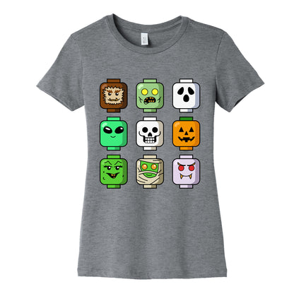 Halloween Zombie Block Heads Womens Cotton Tee