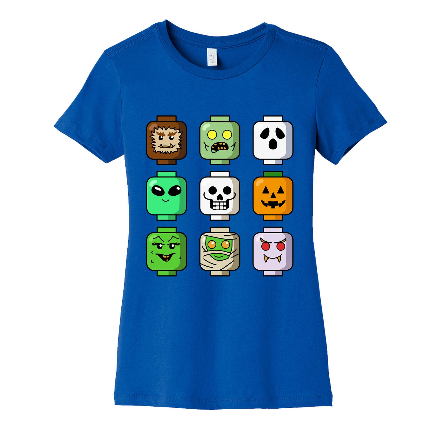 Halloween Zombie Block Heads Womens Cotton Tee