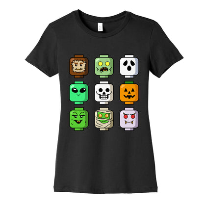 Halloween Zombie Block Heads Womens Cotton Tee