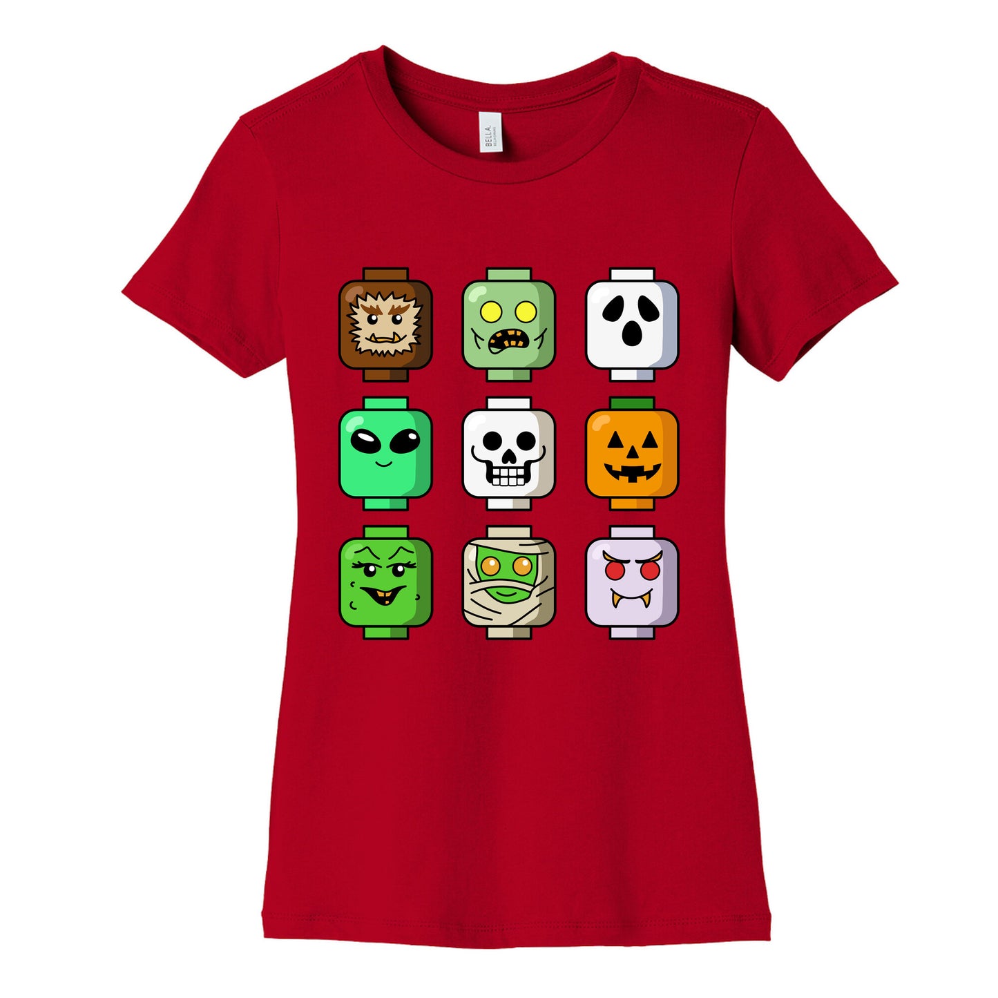 Halloween Zombie Block Heads Womens Cotton Tee