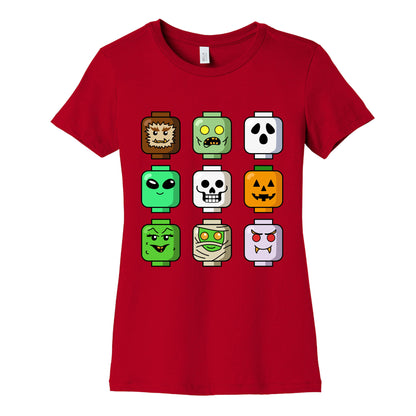 Halloween Zombie Block Heads Womens Cotton Tee