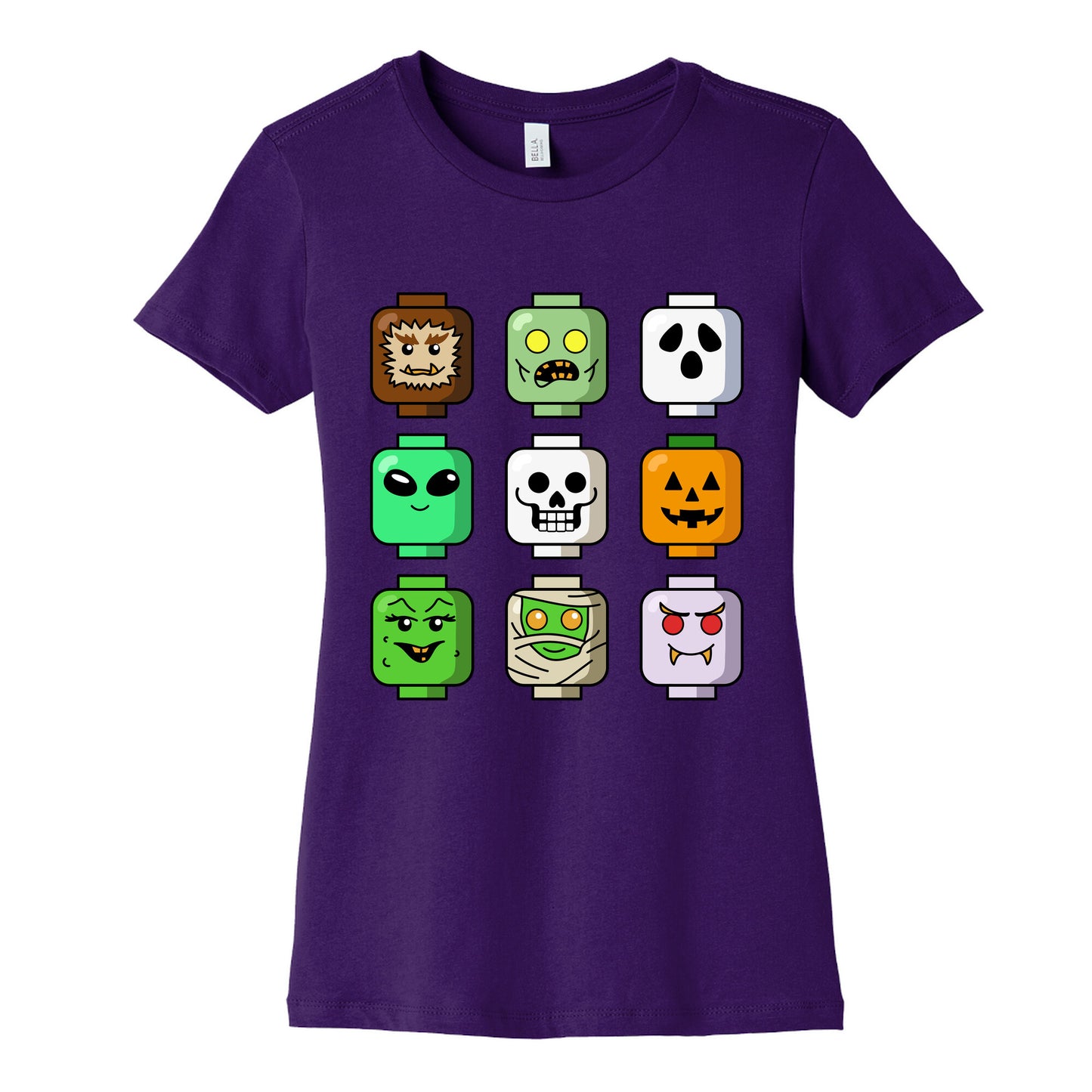 Halloween Zombie Block Heads Womens Cotton Tee