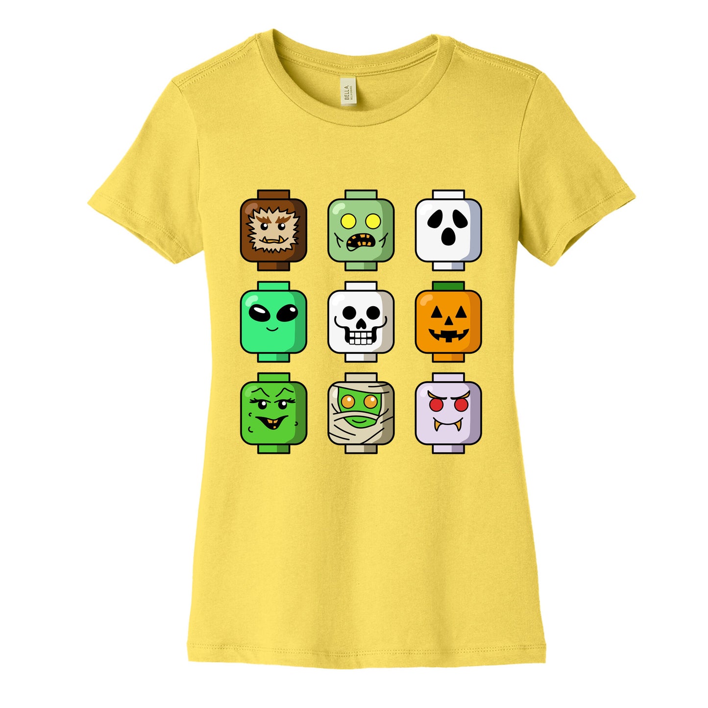 Halloween Zombie Block Heads Womens Cotton Tee