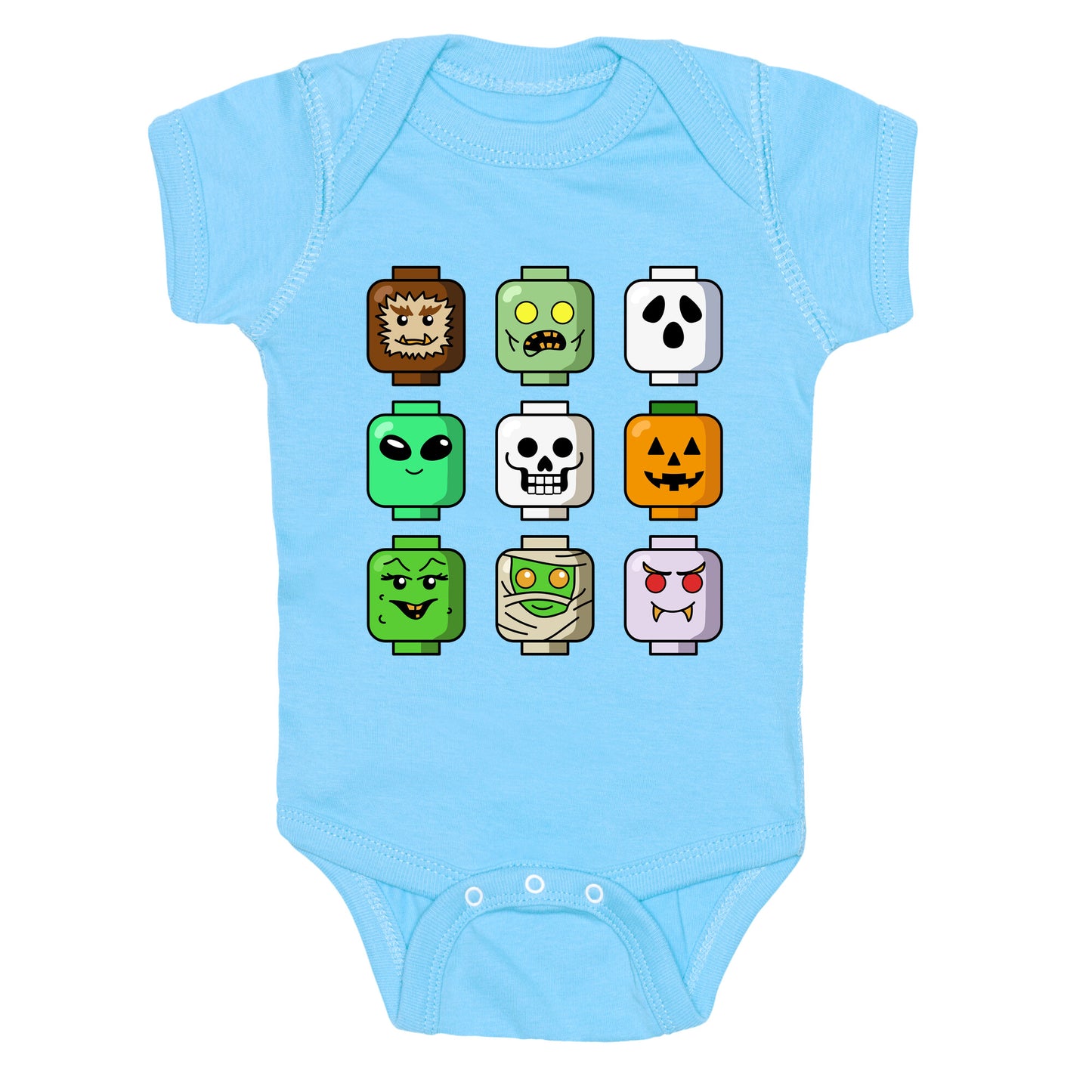 Halloween Zombie Block Heads Baby One-Piece