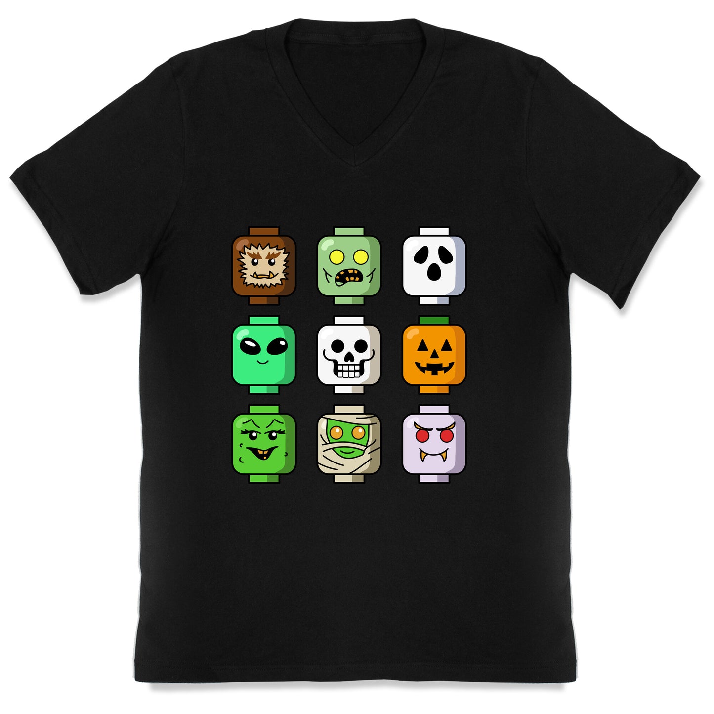 Halloween Zombie Block Heads V-Neck