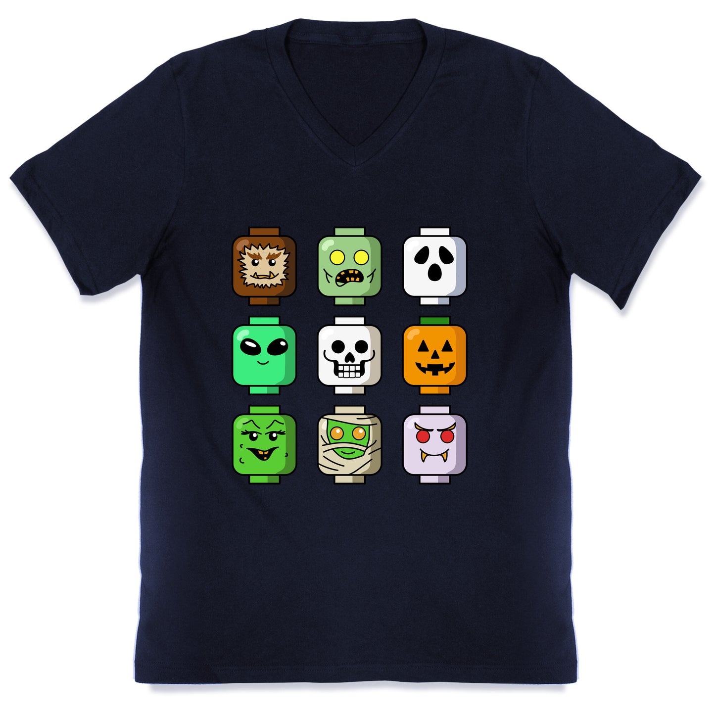 Halloween Zombie Block Heads V-Neck