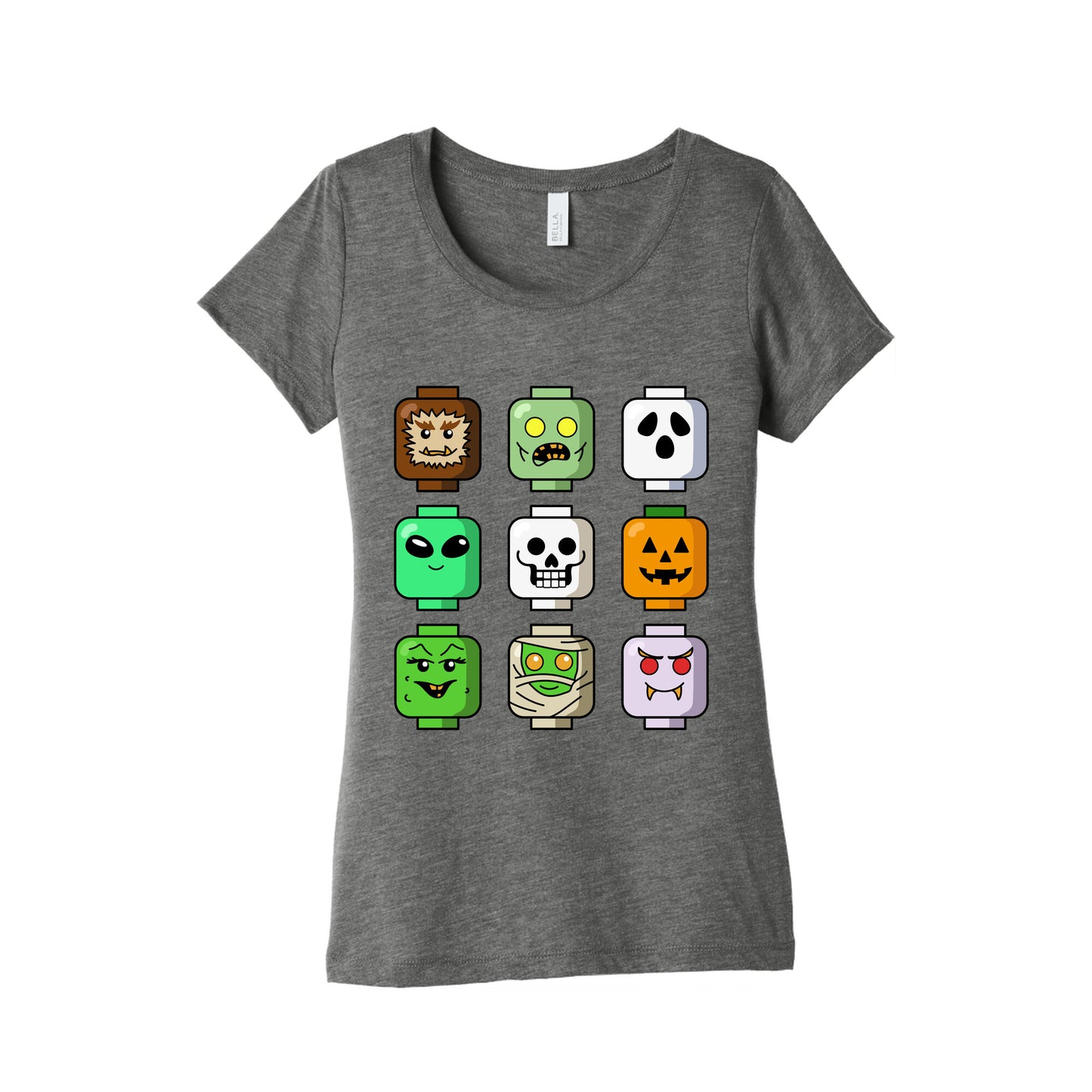 Halloween Zombie Block Heads Womens Triblend Tee