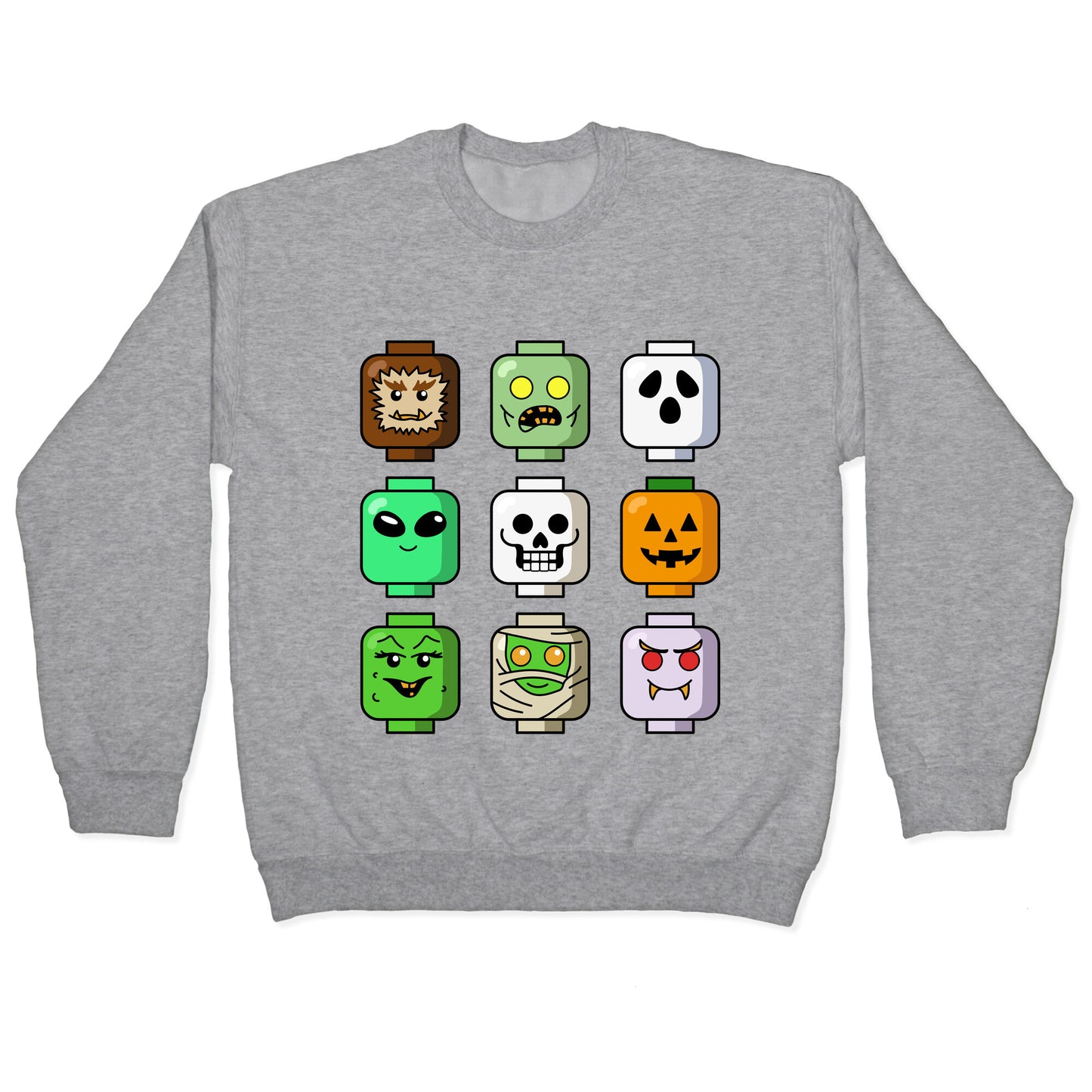 Halloween Zombie Block Heads Crewneck Sweatshirt